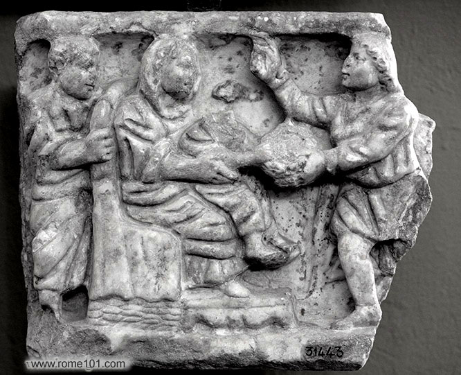 Fragment of Christian sarcophagus with epiphany scene