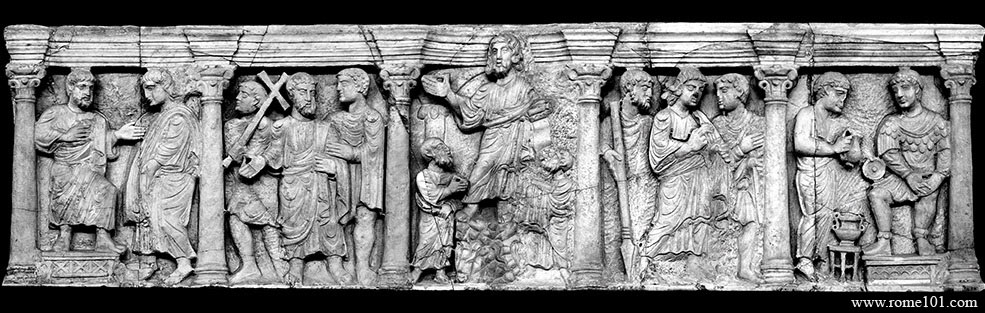 Christian Sarcophagus with Traditio Legis