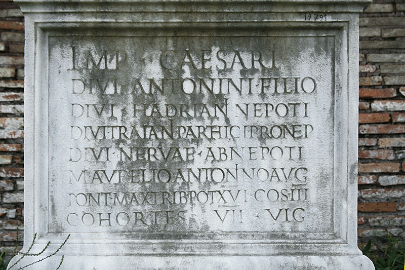 Ostia - Dedication to Marcus Aurelius