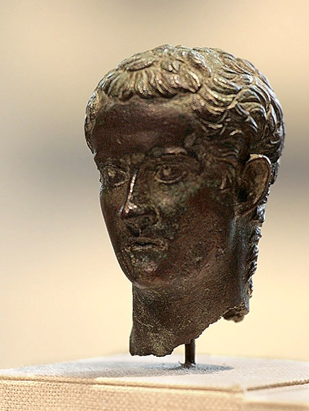 Miniature bronze head of Caligula         